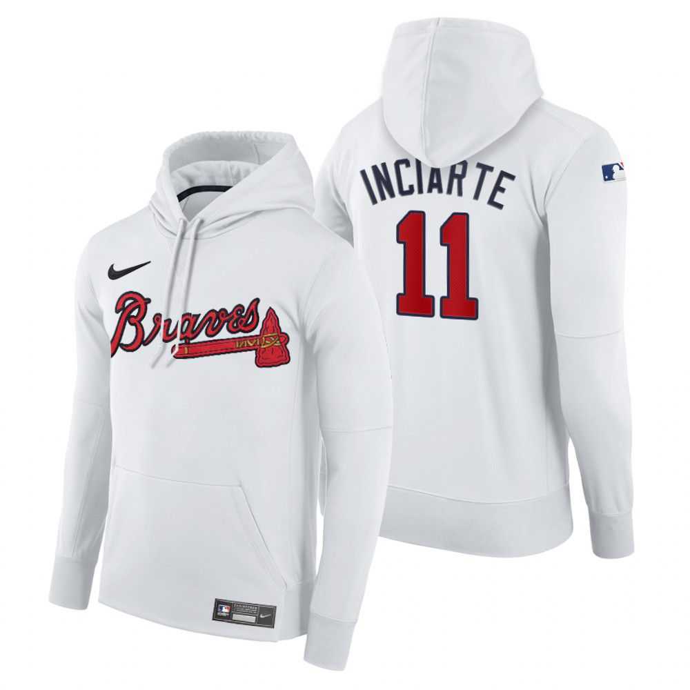 Men Atlanta Braves 11 Inciarte white home hoodie 2021 MLB Nike Jerseys